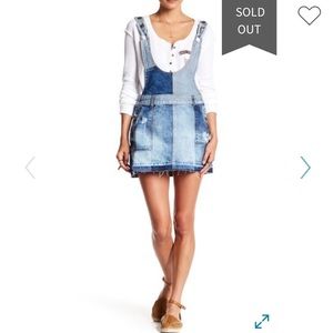 Free people overall patch denim jumper skirt